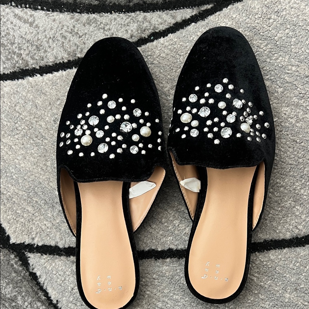 a new day Black Embellished Mules